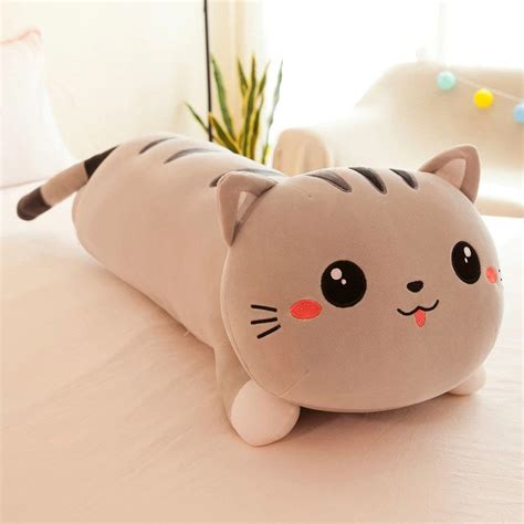 Hot 50130 Cm Long Cat Pillow Plush Toy Soft Stuffed Plush Etsy