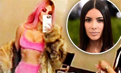 kim kardashian debuts bright pink hair while on set daily mail online