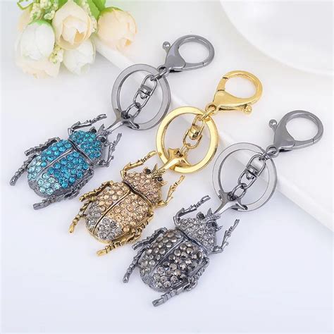 New Creative Crystal Animal Key Chain Adorable Rhinestone Insect Male