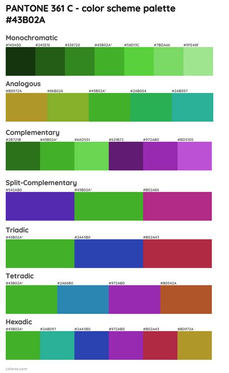 Pantone 361 C Color Palettes And Color Scheme Combinations