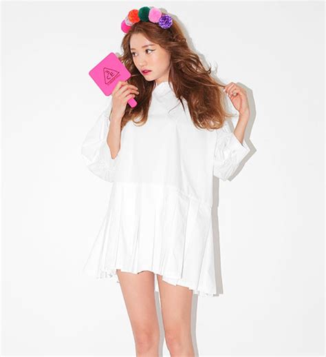 [stylenanda] 3 4 Sleeve Pleated Mini Dress Kstylick Latest Korean Fashion K Pop Styles