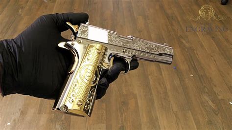 One And Only 24k White Gold With Diamonds 1911 Colt 38 Super Vine