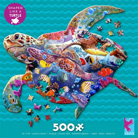 Ceaco Puzzle Shapes Turtle 500 Piece Jigsaw Puzzle
