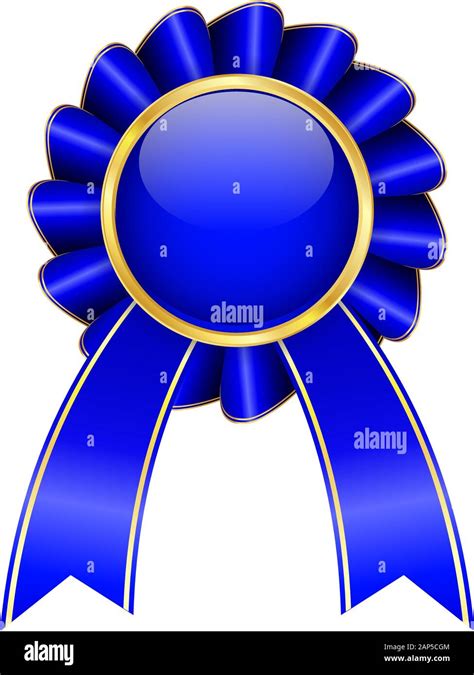 Blue Award Badge With Ribbon Stock Vector Image And Art Alamy