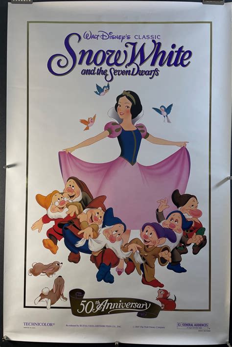 Snow White And The Seven Dwarfs Original Th Anniversary Walt Disney Movie Poster Original