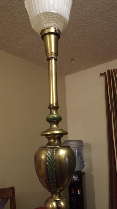 Antique Torch Lamp Brass Wgreen Accents Instappraisal