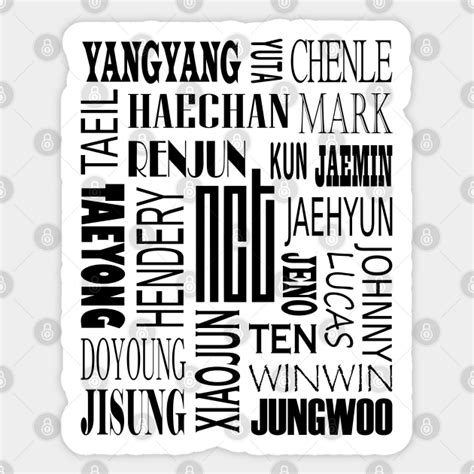 Nct Members Names And Logo Collage Black Nct Sticker Teepublic