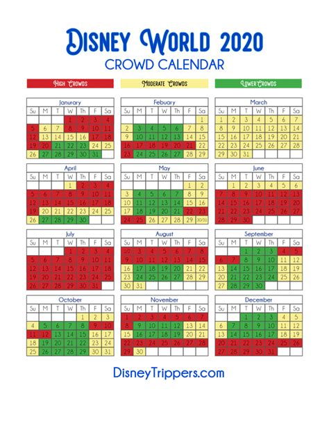 Disneyland California Crowd Calendar 2022 Printable Word Searches