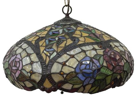 Sold Price Tiffany Style Stained And Leaded Glass Hanging Light September 5 0120 10 00 Am Cdt