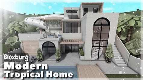 Bloxburg Modern Tropical Home Speedbuild Roblox House Build Youtube