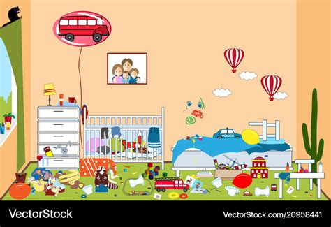 Kids Untidy And Messy Room Child Scattered Toys Vector Image