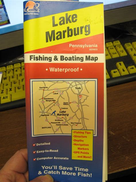 Pa Lake Marburg A372 Detailed Fishing And Boating Map Chart Gps Points