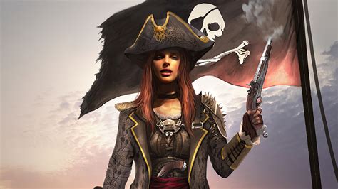 Download Hat Gun Woman Warrior Fantasy Pirate 4k Ultra Hd Wallpaper By