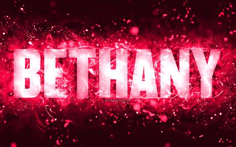 Download Wallpapers Happy Birthday Bethany 4k Pink Neon Lights