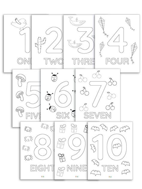 English flashcards for kindergarten and school. 1-10 Printable Numbers Coloring Pages in 2020 | Printable ...