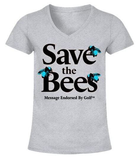 Save The Bees Message Endorsed By Golf V Neck T Shirt Woman Shirts