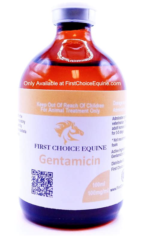 Gentamicin 100mgml 100ml First Choice Equine