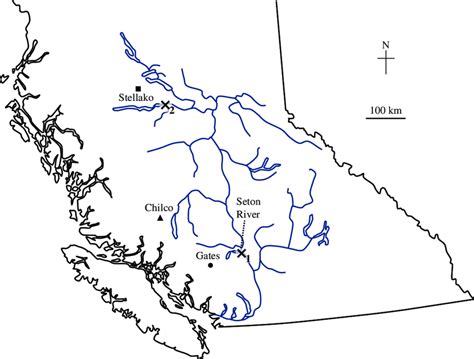 Map Of The Fraser River Catchment In British Columbia
