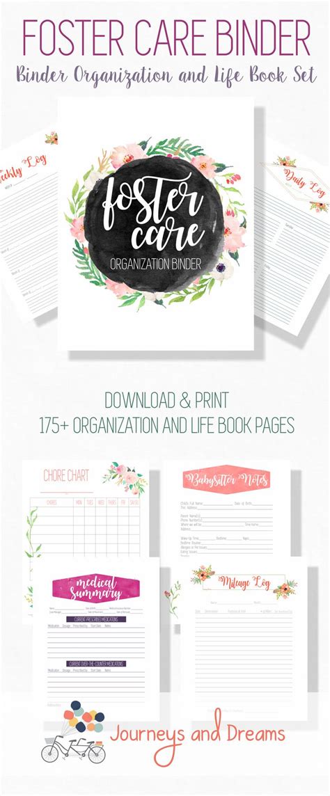 Watercolor Floral Foster Care Binder Bundle Adoption Life Book