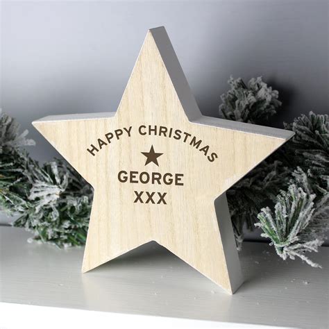 Personalised Rustic Wooden Star Decoration Love My Ts