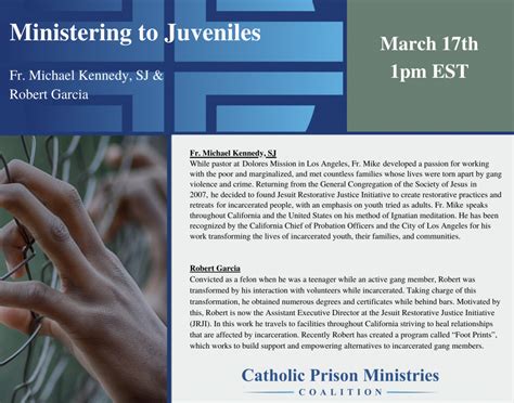 ministering to juveniles catholic prison ministries coalition