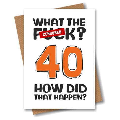 Funny Rude 40th Birthday Card What The 40 How Did That Etsy