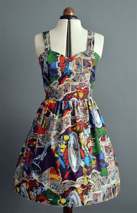 marvel comic book superheros dress womens etsy uk marvel clothes necklines for dresses dress