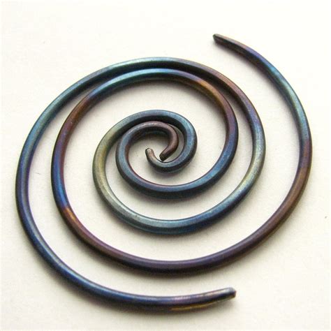 12 Gauge Earrings Endless Spiral Hoops Rainbow Titanium 12 Gauge