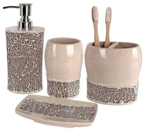 Canisters are ideal for cotton balls or shaving kits. Broccostella 4-Piece Bath Accessory Set - Contemporary ...