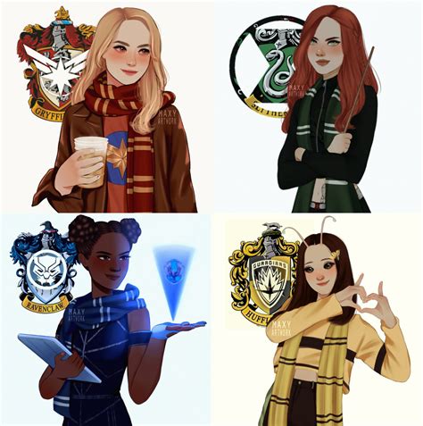 The Avengers As Hogwarts Houses Carol Danvers As Gryffindor Natasha Romanoff As Slytherin