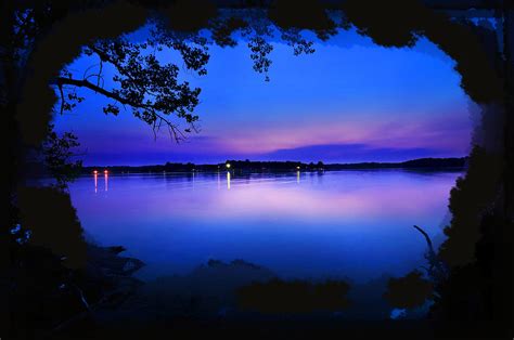 View Of The Night Lake Photograph By Randall Branham