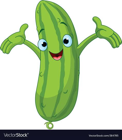 Cucumber Cartoon Vector Image On With Images Cartoons Vector Fruit