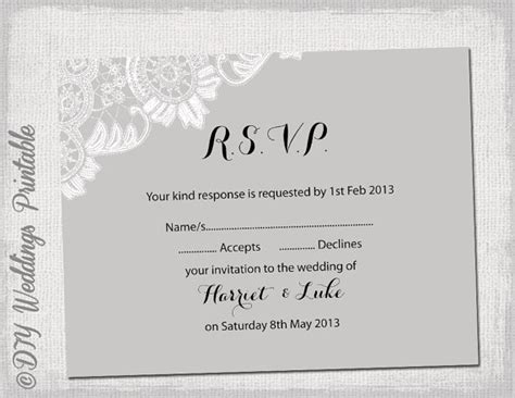 The most common wedding card samples material is polyester. Wedding RSVP template download DIY Silver gray Antique