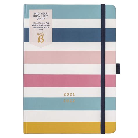 Buy Busy B Mid Year Busy Life Diary August 2021 August 2022 Stripe Academic Diary 2021 2022