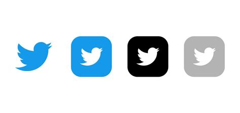 Social Media Icon Twitter Black Grey Blue Logos 6642227 Vector Art At