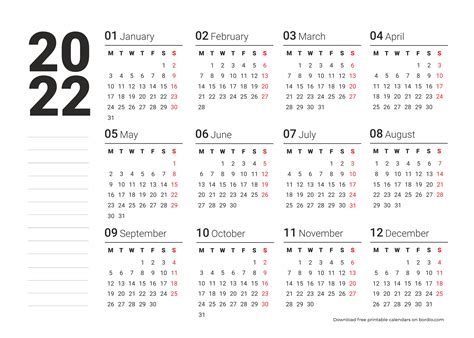 2022 Calendar Free Printable Pdf Templates Calendarpedia