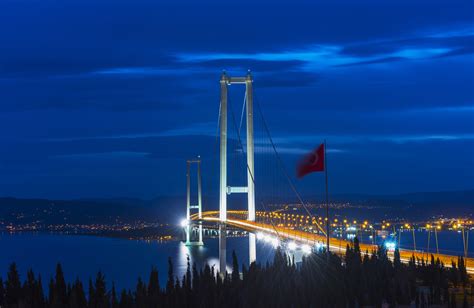 Osman Gazi Bridge (Izmit Bay Bridge). IZMIT, KOCAELI, TURKEY. Longest ...
