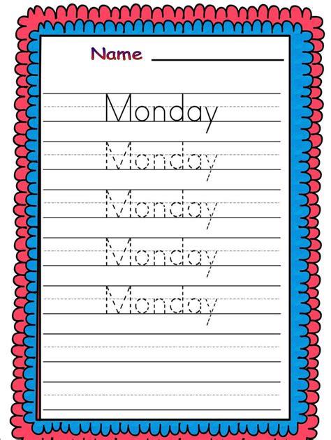 Practice Handwriting Learn Days Of The Week Tracing Worksheets Etsy My XXX Hot Girl