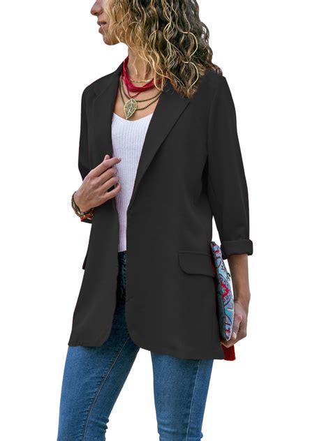 Suiting Blazers Womens 3 4 Sleeve Slim Comfy Office Solid Work Blazer