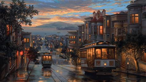 Rainy Night Artistic Painting 4k Train Wallpapers Painting Wallpapers