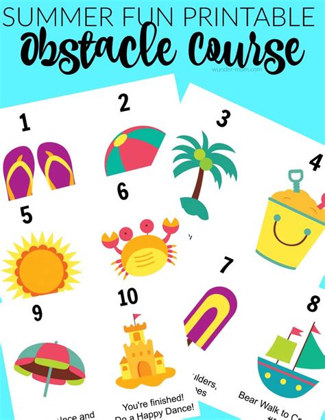 Summer Camp Obstacle Course Printable Cards