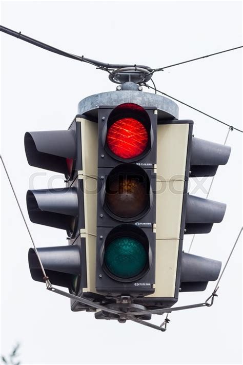 A Traffic Light Shows Red Light Stock Image Colourbox