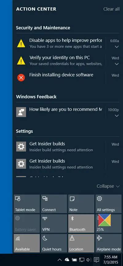 How To Use Notifications And Actions Center In Windows 10