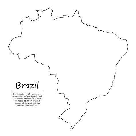 Premium Vector Simple Outline Map Of Brazil In Sketch Line Style