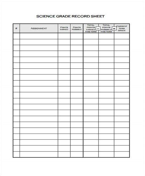 Grade Recording Sheet Printable Forms And Record Sheets Gambaran
