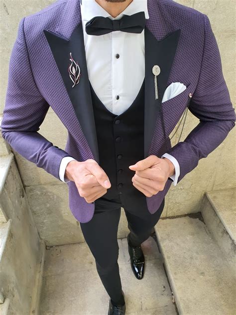 Buy Purple Slim Fit Peak Lapel Tuxedo By Gentwith With Free Shipping