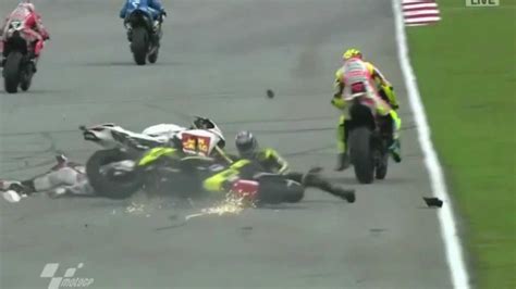 Marco Simoncelli Colin Edwards Crash In Sepang Malaysia 2011 Rip Marco