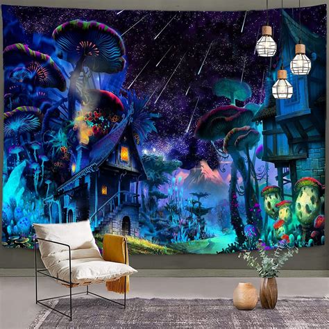 Buy Lakky Trippy Smoke Mushrooms Tapestry Wall Hanging Psychedelic