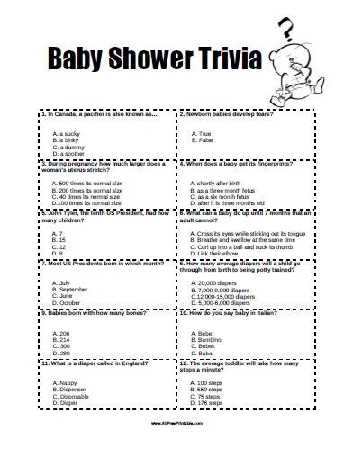 Baby Shower Trivia Game Free Printable Baby Shower Juegos Baby