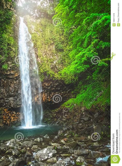 Tropical Waterfall In Sumatra Stock Image Image Of Rapid Overflow